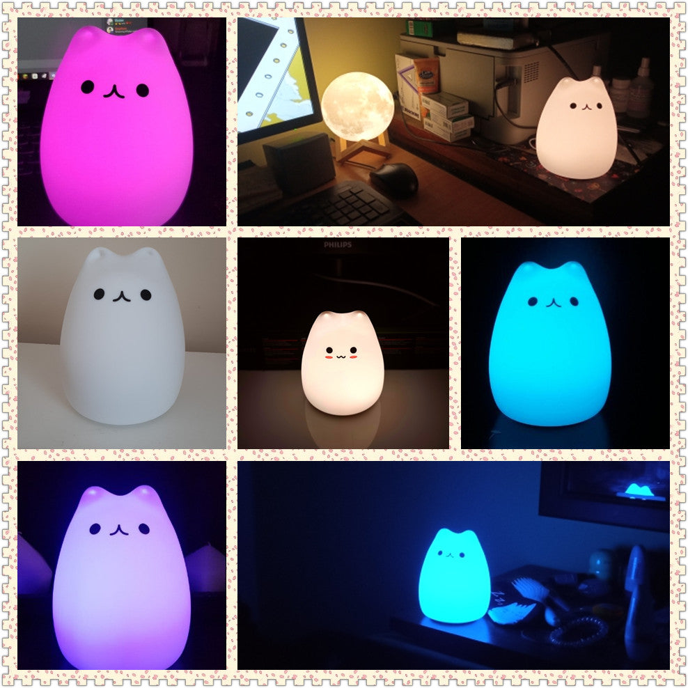 Veilleuse chat toute les couleurs 