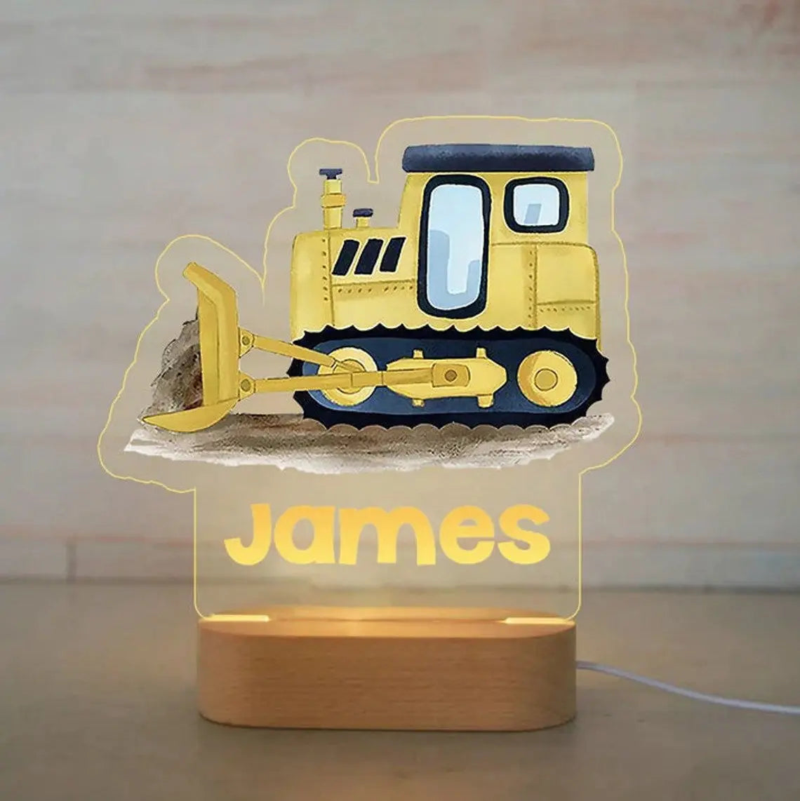 Veilleuse personnalisable tracteur jaune 
